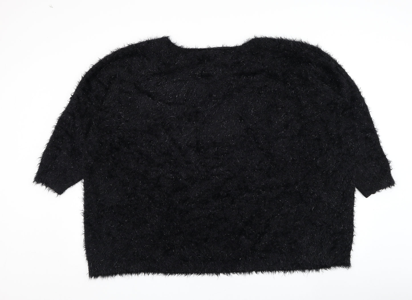 Yours Womens Black Round Neck  Nylon Pullover Jumper Size 26