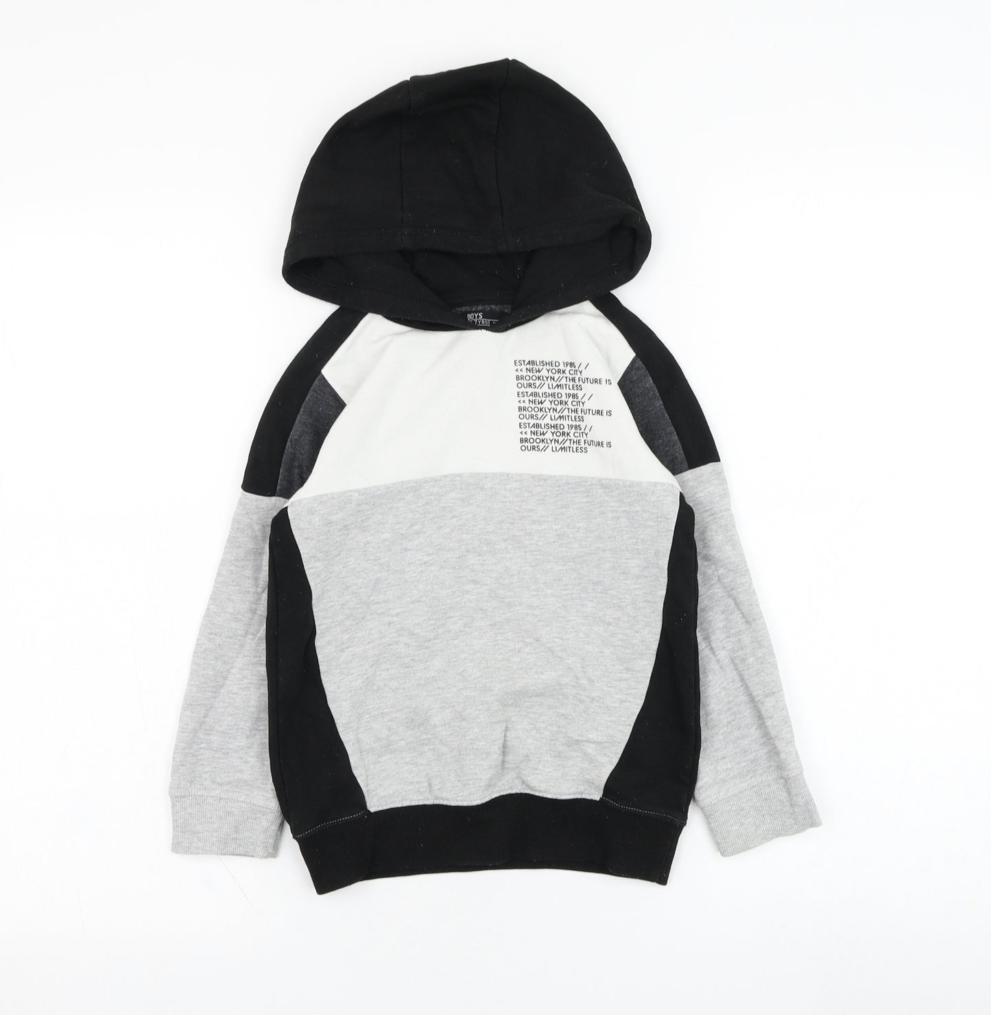 Matalan Boys Grey  Cotton Pullover Hoodie Size 7 Years  Pullover