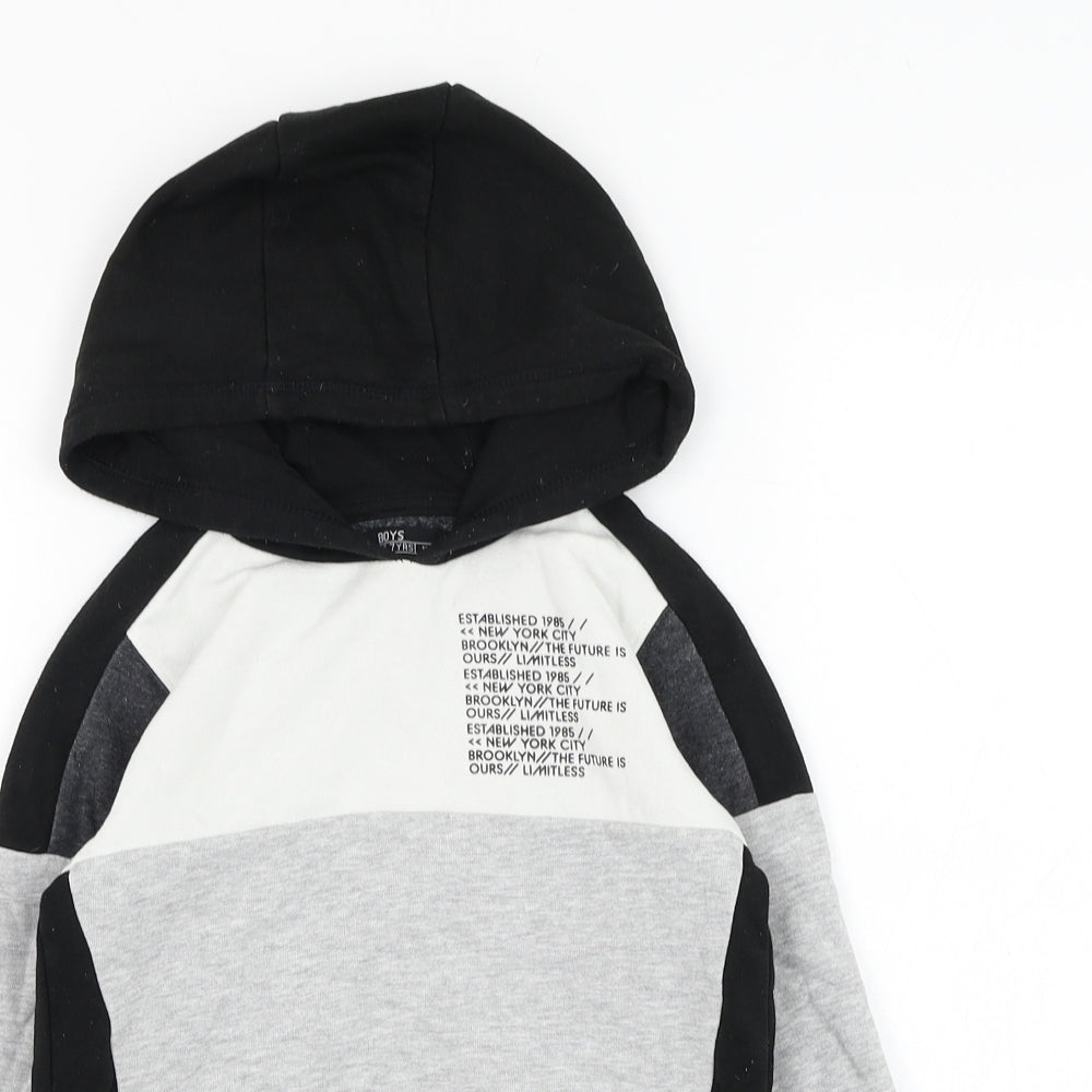 Matalan Boys Grey  Cotton Pullover Hoodie Size 7 Years  Pullover