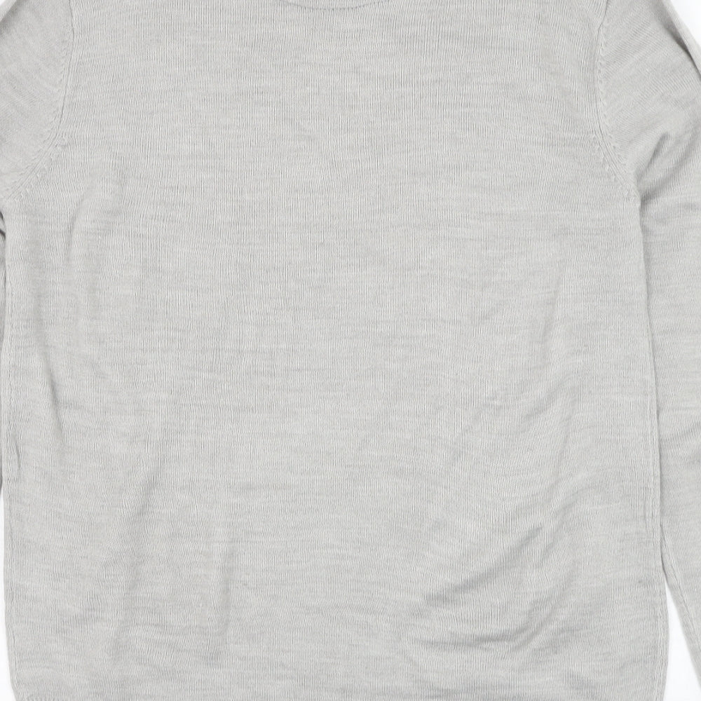 Brave Soul Mens Grey Round Neck  Acrylic  Jumper Size L