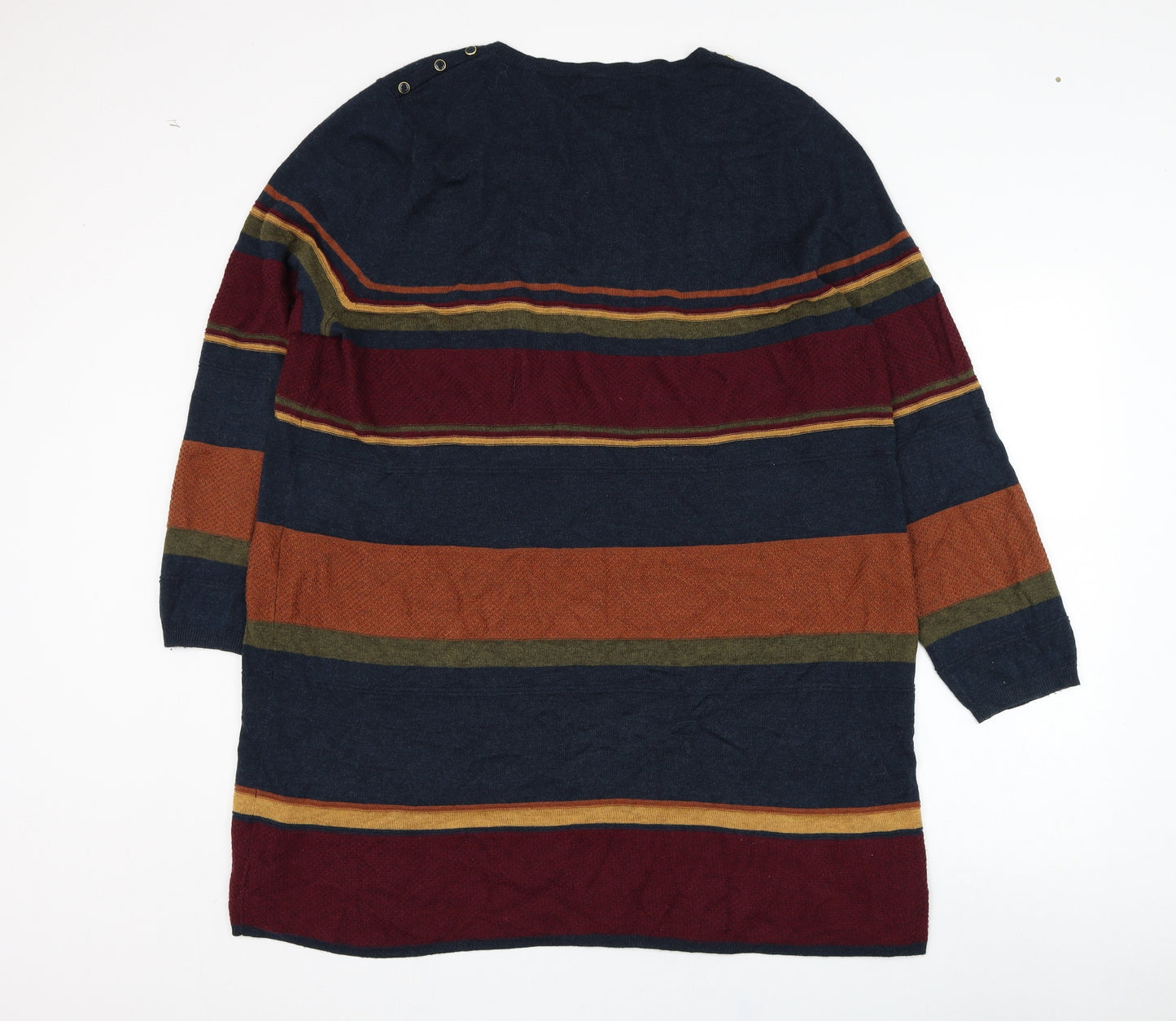 George Womens Blue Round Neck Striped Acrylic Pullover Jumper Size 22