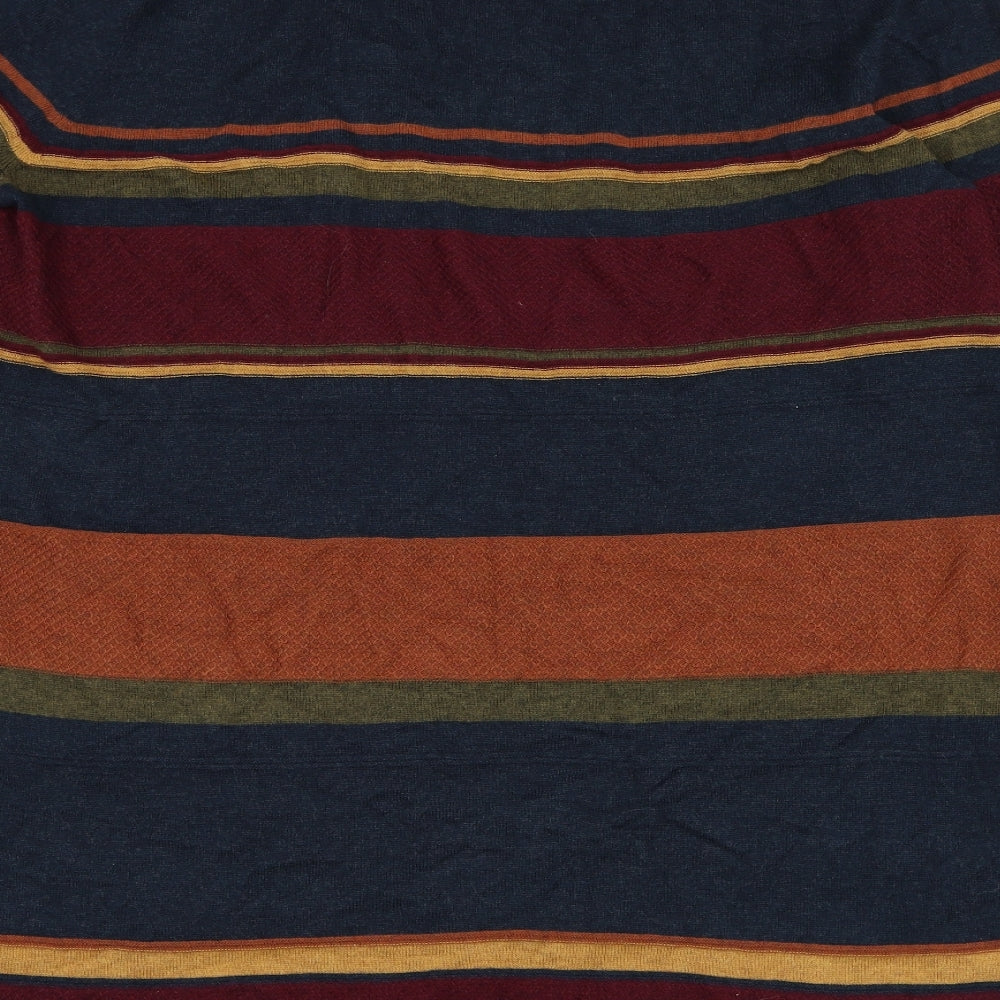 George Womens Blue Round Neck Striped Acrylic Pullover Jumper Size 22