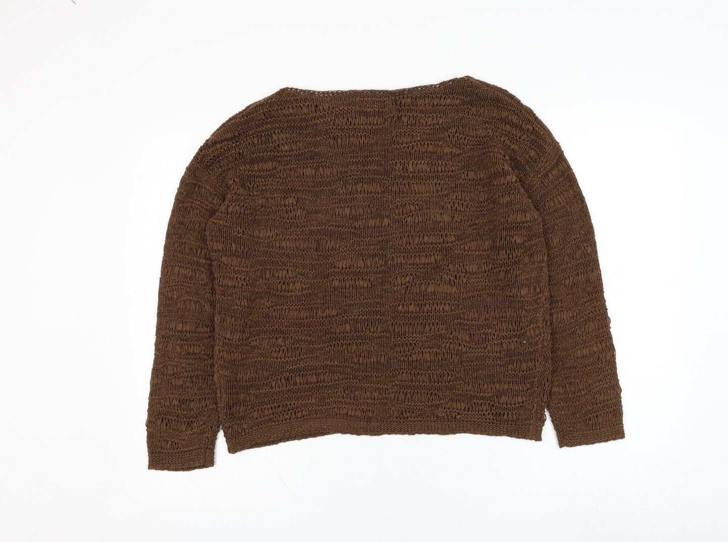 TU Womens Brown Round Neck  Acrylic Pullover Jumper Size 12