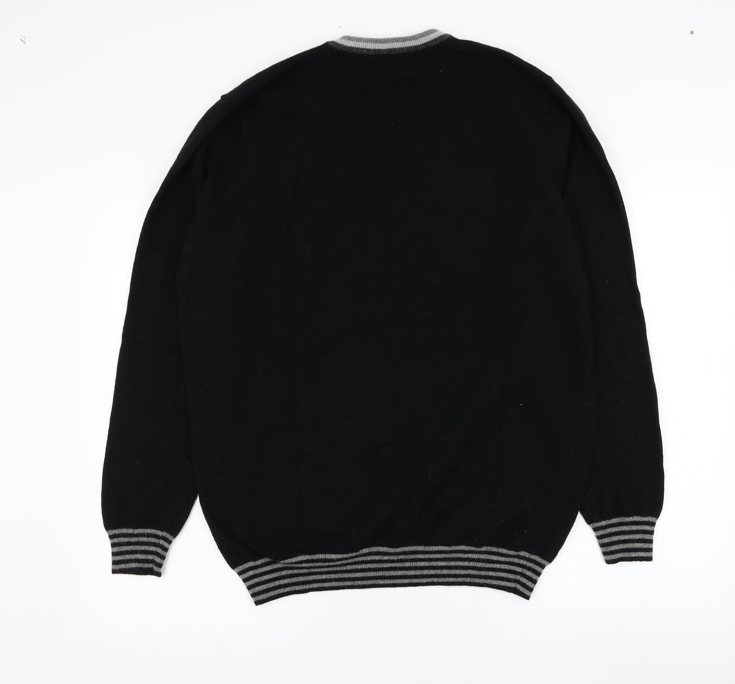 Pierre Cardin Mens Black V-Neck  Wool Pullover Jumper Size L