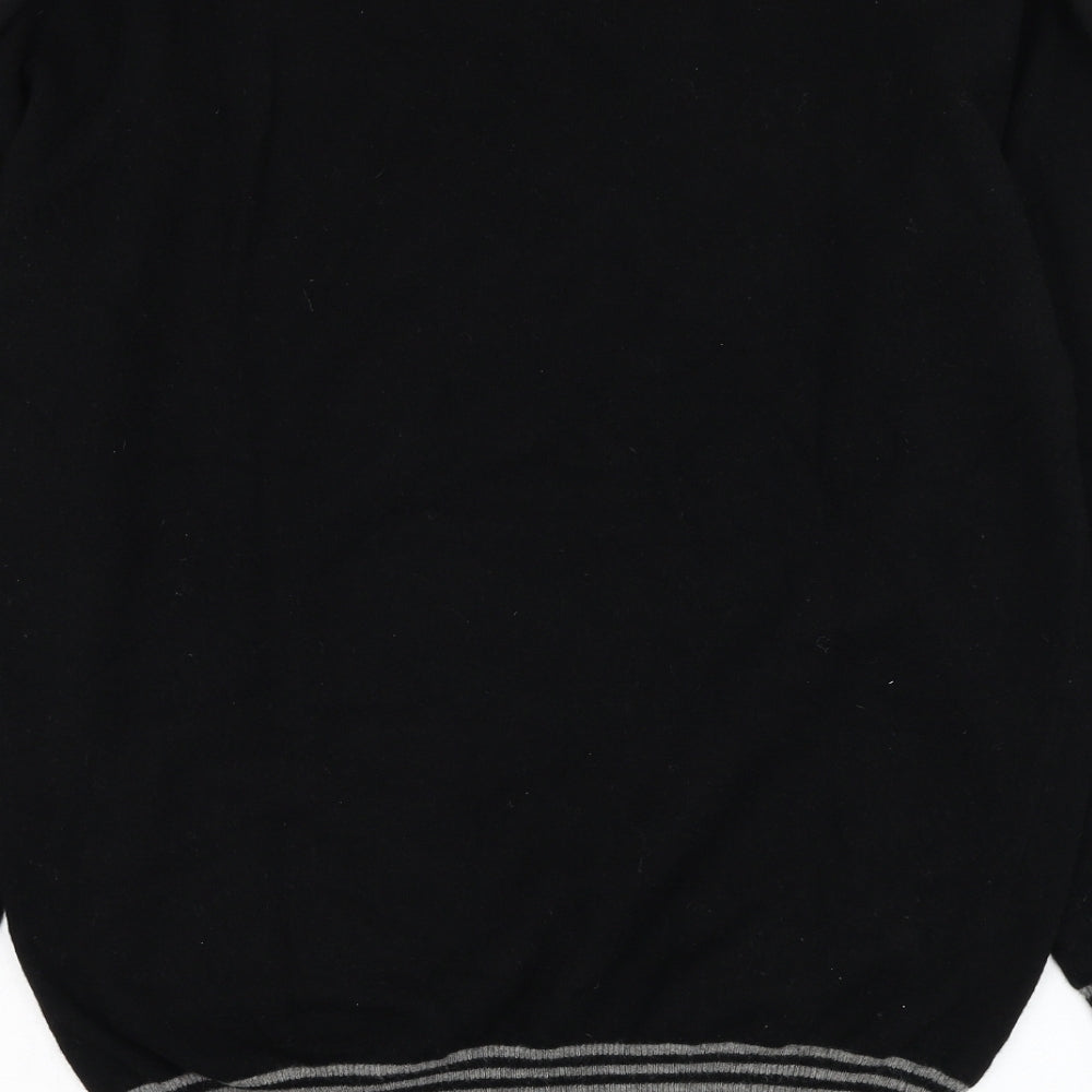 Pierre Cardin Mens Black V-Neck  Wool Pullover Jumper Size L