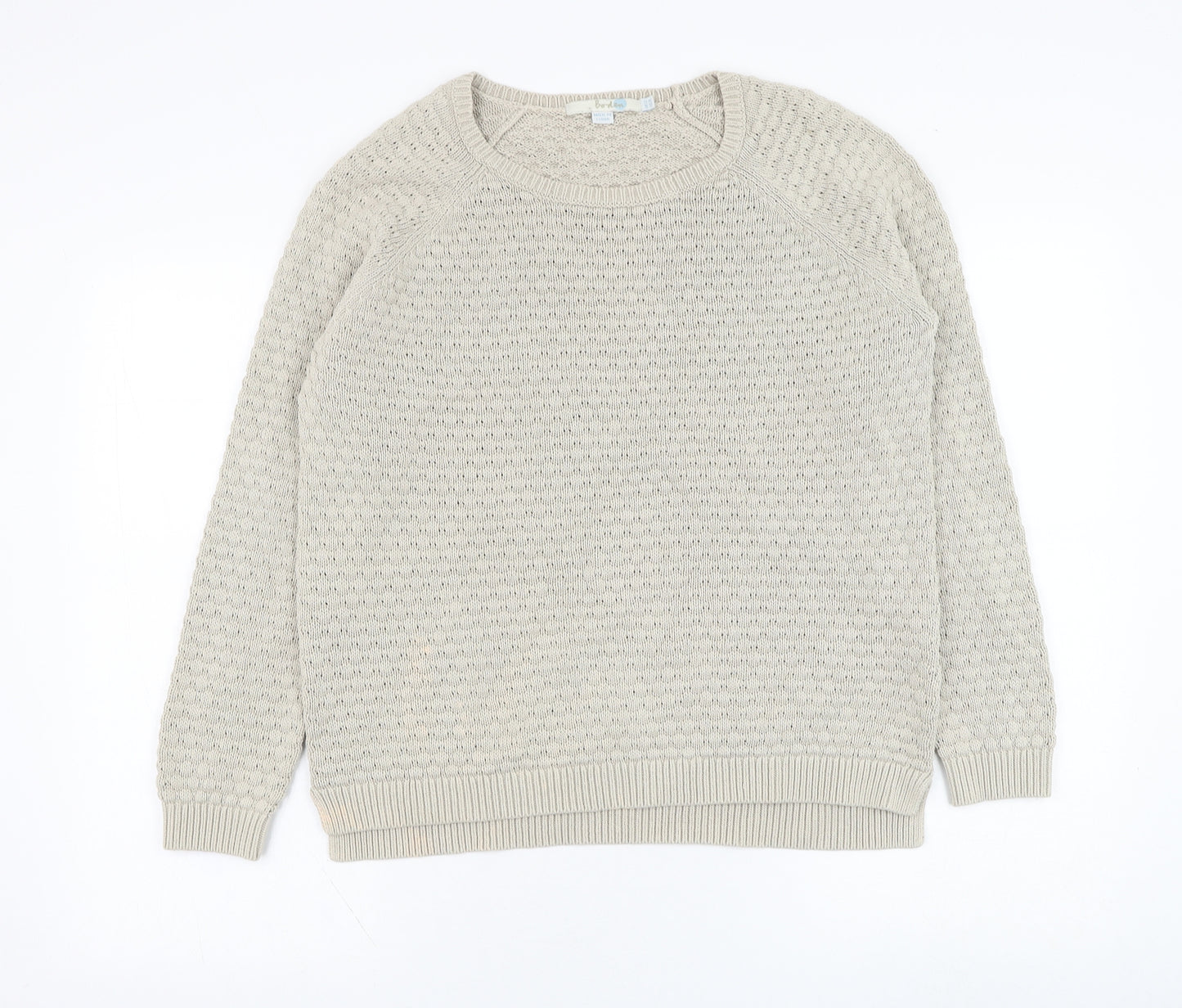 Boden Womens Beige Round Neck  Cotton Pullover Jumper Size 12
