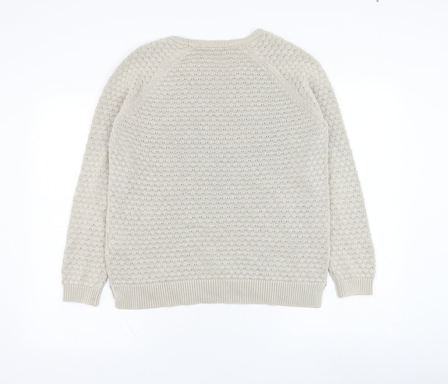 Boden Womens Beige Round Neck  Cotton Pullover Jumper Size 12