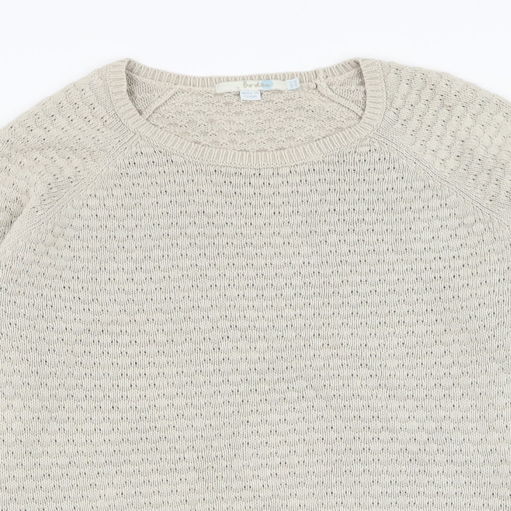 Boden Womens Beige Round Neck  Cotton Pullover Jumper Size 12