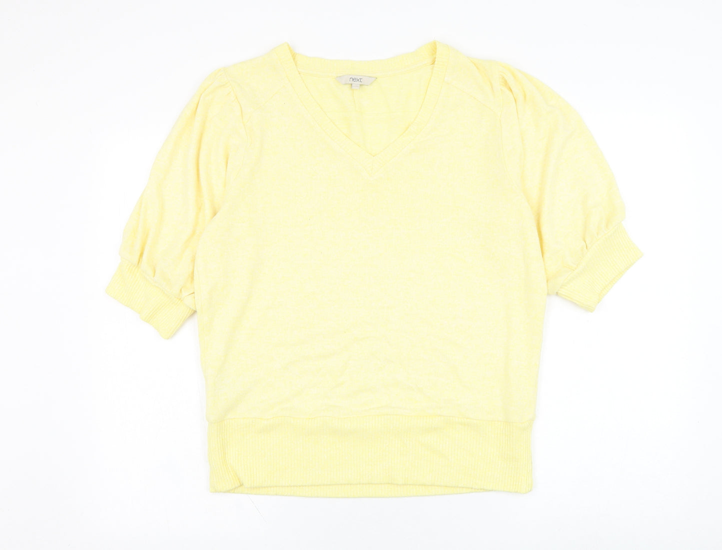 NEXT Womens Yellow V-Neck  Viscose Pullover Jumper Size 16