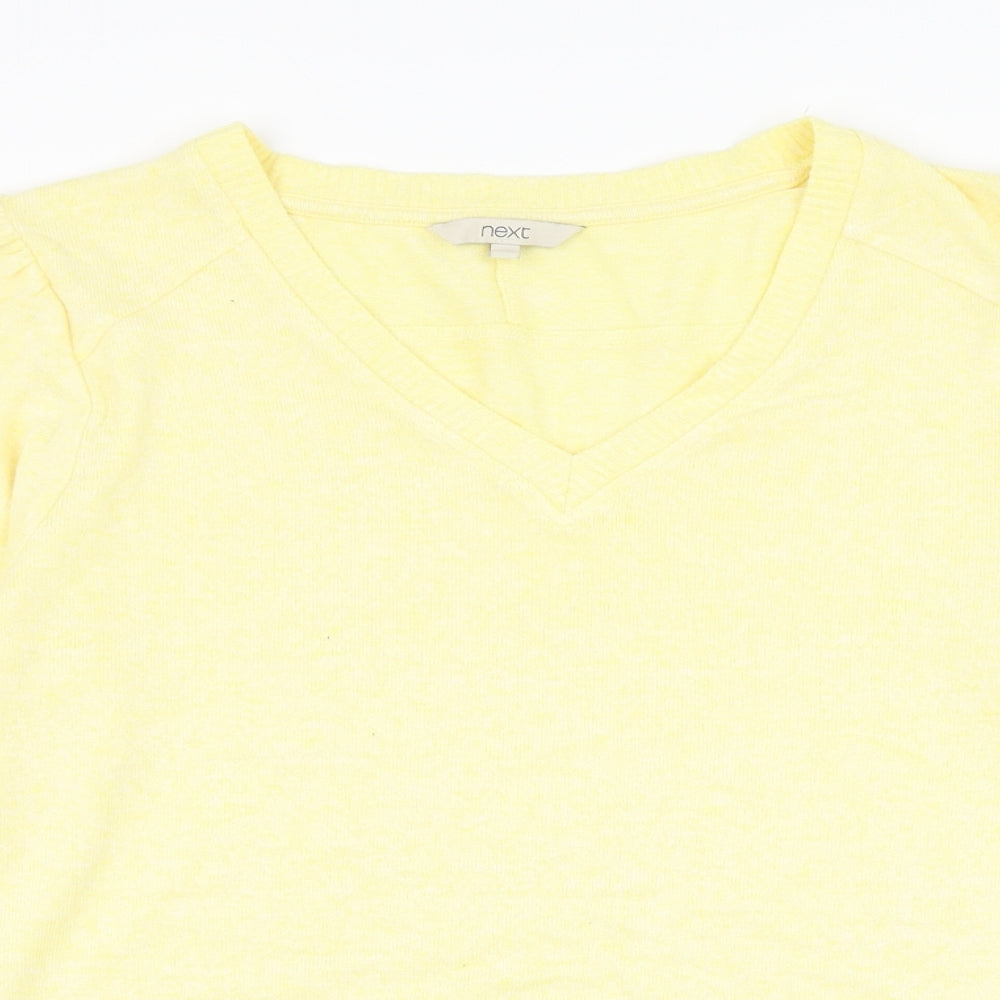 NEXT Womens Yellow V-Neck  Viscose Pullover Jumper Size 16