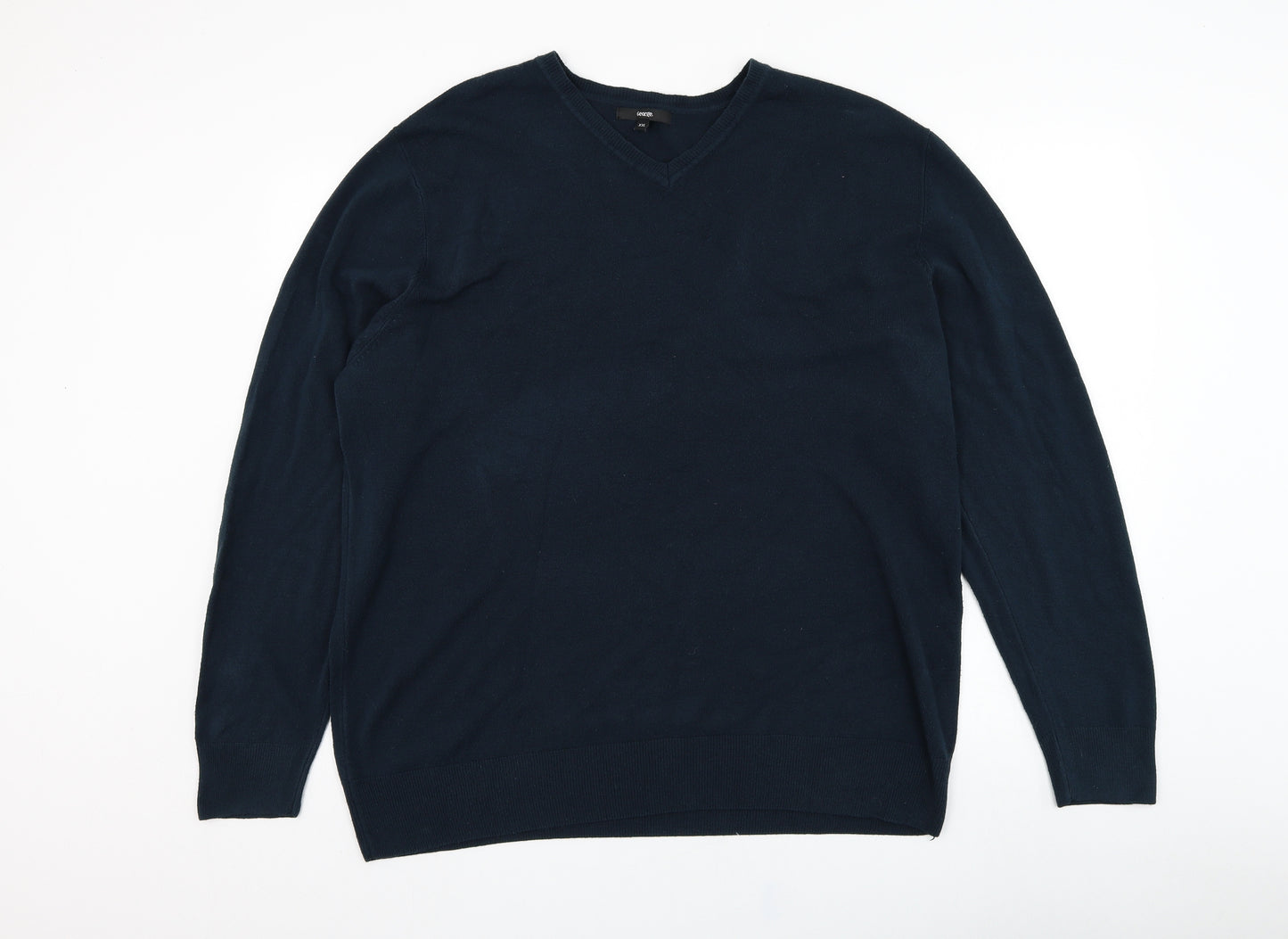 George Womens Blue Round Neck  Acrylic Pullover Jumper Size 2XL