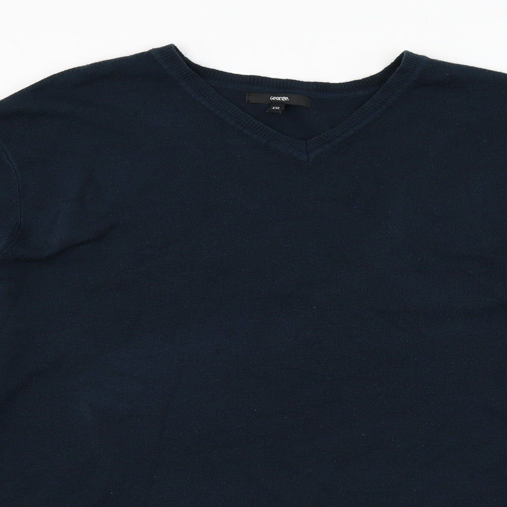 George Womens Blue Round Neck  Acrylic Pullover Jumper Size 2XL