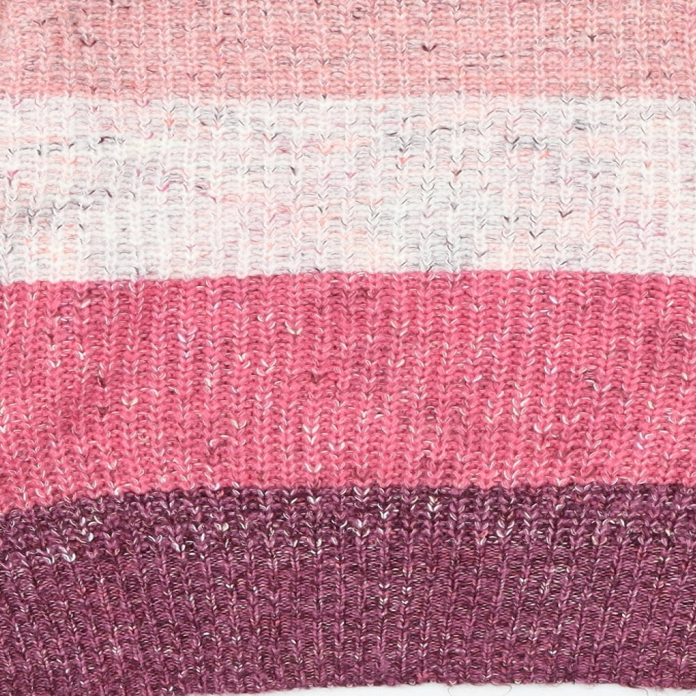 Nutmeg Womens Pink Round Neck Striped Acrylic Pullover Jumper Size 12