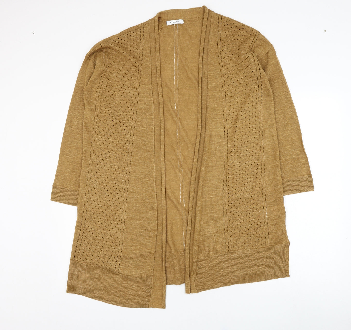 Marks and Spencer Womens Brown Square Neck  Acrylic Cardigan Jumper Size 10