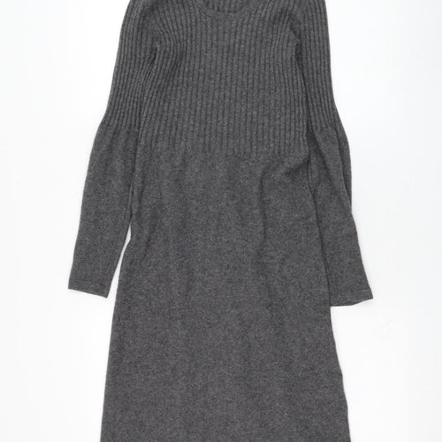 Denner Womens Grey  Cashmere Jumper Dress  Size S  Round Neck Pullover