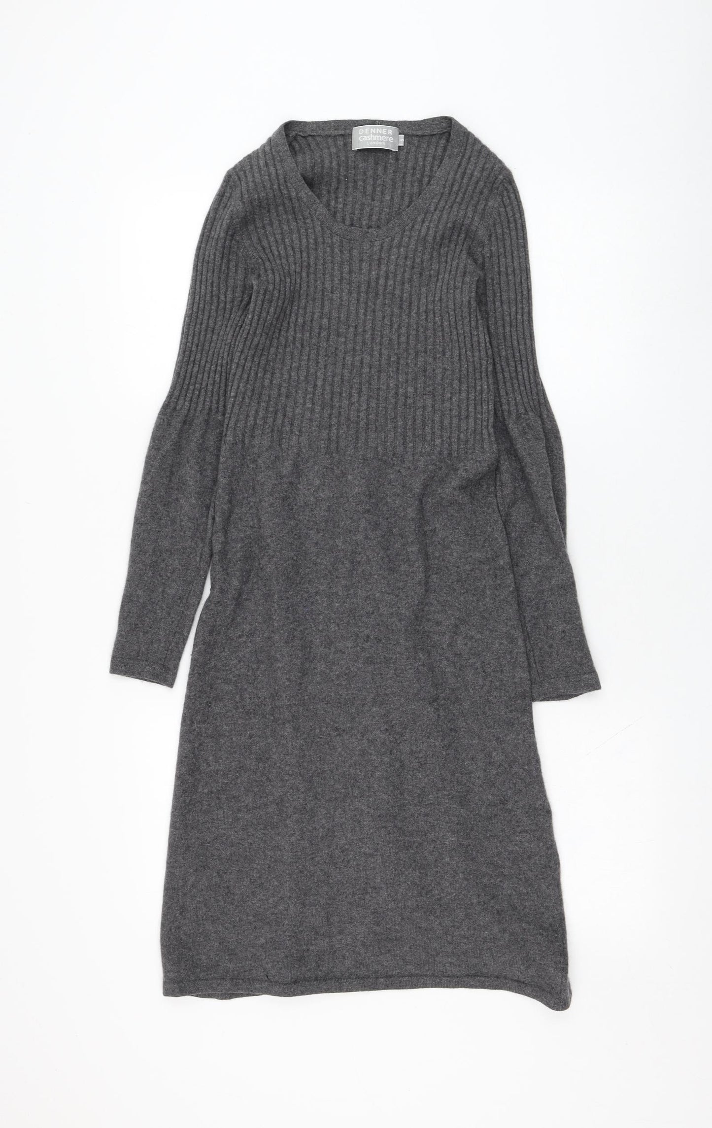 Denner Womens Grey  Cashmere Jumper Dress  Size S  Round Neck Pullover