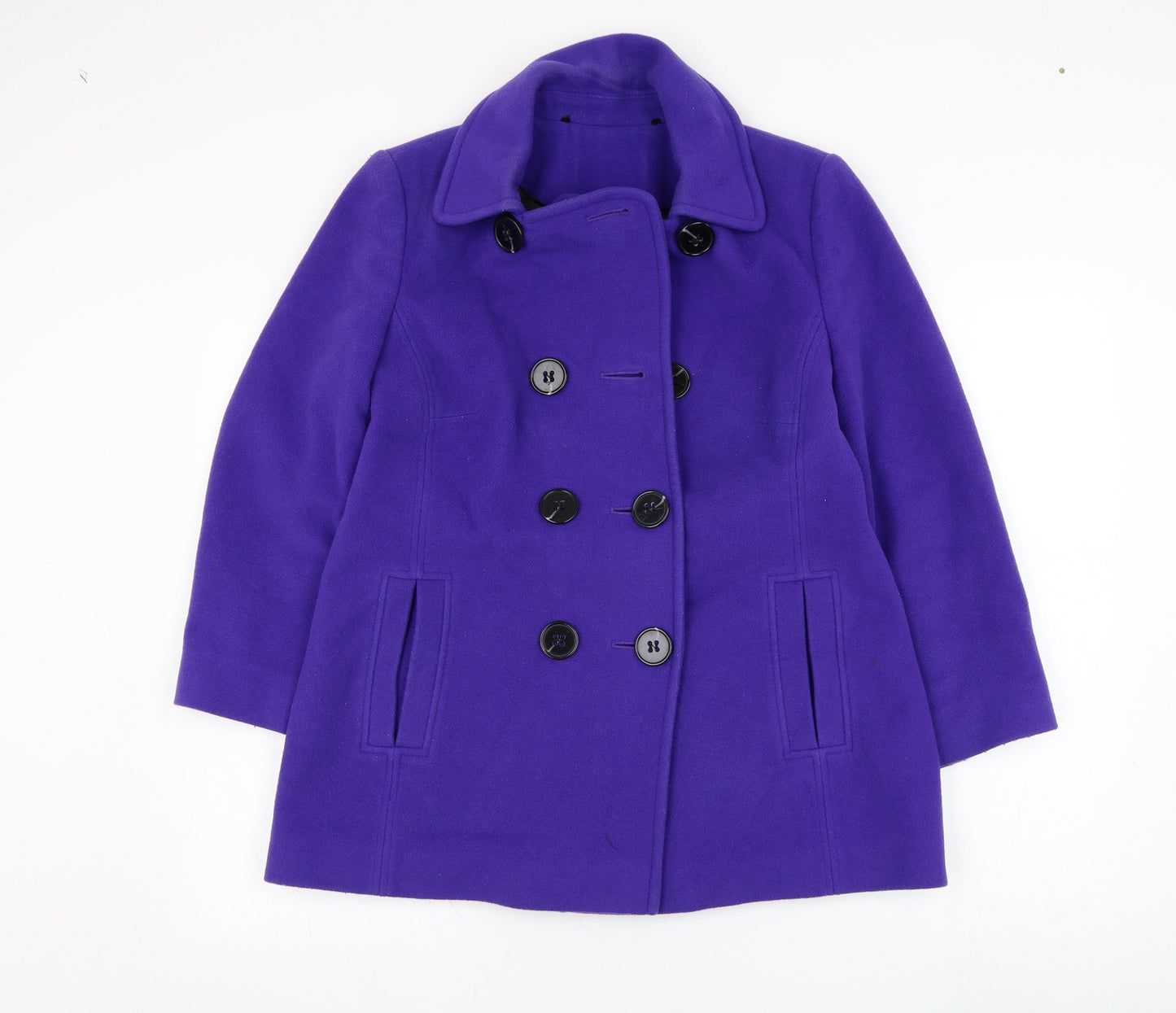 Preworn Womens Purple   Overcoat Coat Size 12  Button