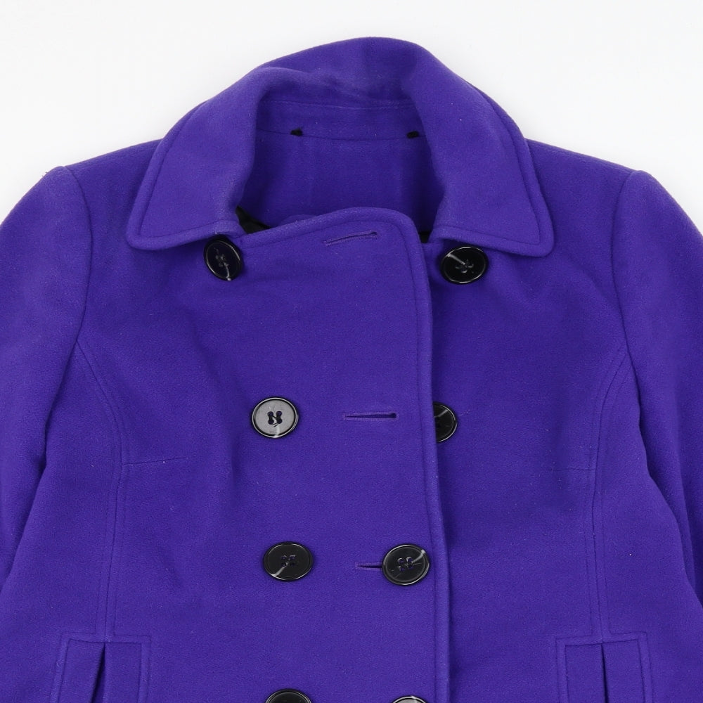Preworn Womens Purple   Overcoat Coat Size 12  Button