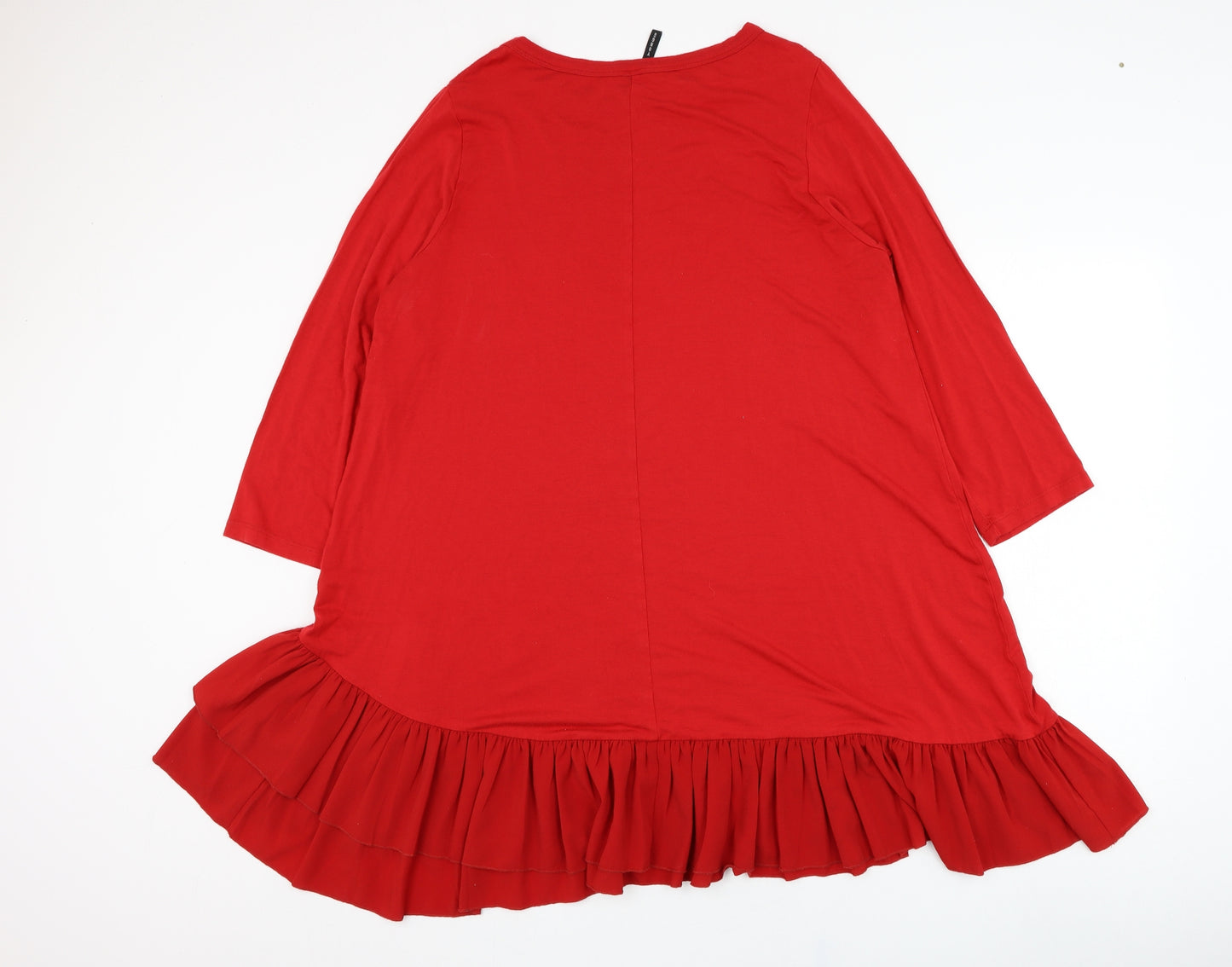 Yong Kim Womens Red  Modacrylic Shift  Size 16  Round Neck Pullover