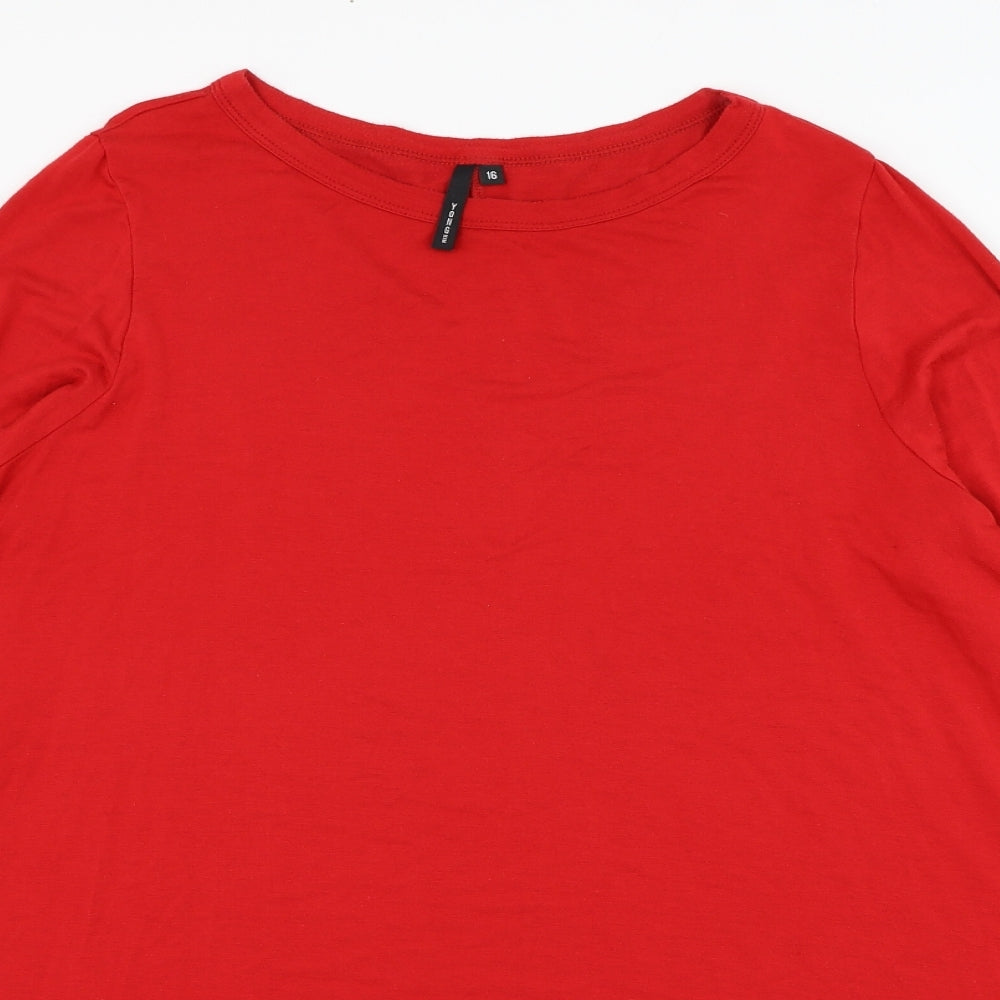 Yong Kim Womens Red  Modacrylic Shift  Size 16  Round Neck Pullover