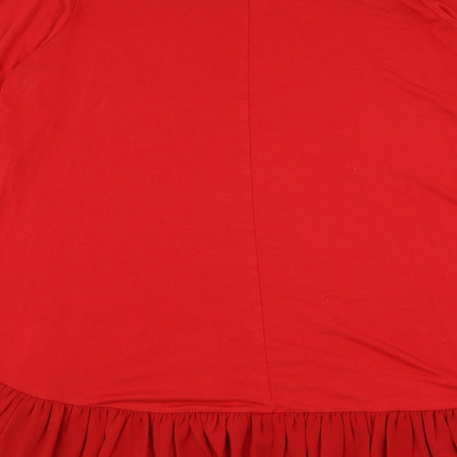 Yong Kim Womens Red  Modacrylic Shift  Size 16  Round Neck Pullover