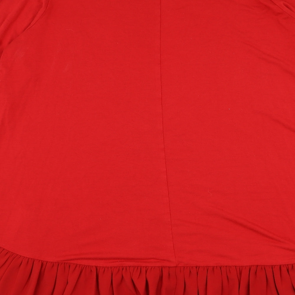 Yong Kim Womens Red  Modacrylic Shift  Size 16  Round Neck Pullover