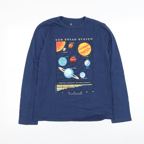 Gap Boys Blue  Cotton Basic T-Shirt Size 2XL Round Neck Pullover - Solar System