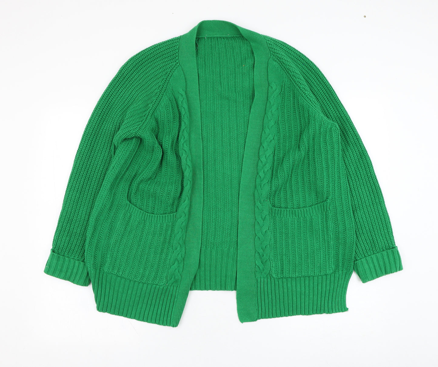 TU Womens Green Square Neck  Cotton Cardigan Jumper Size 10