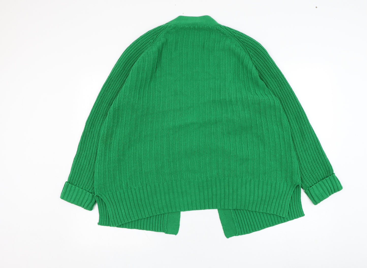 TU Womens Green Square Neck  Cotton Cardigan Jumper Size 10