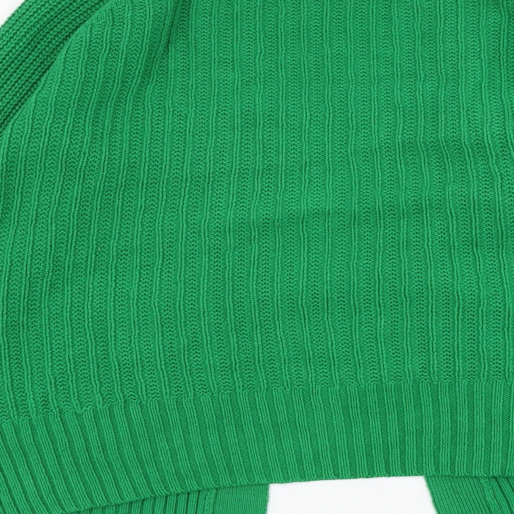 TU Womens Green Square Neck  Cotton Cardigan Jumper Size 10