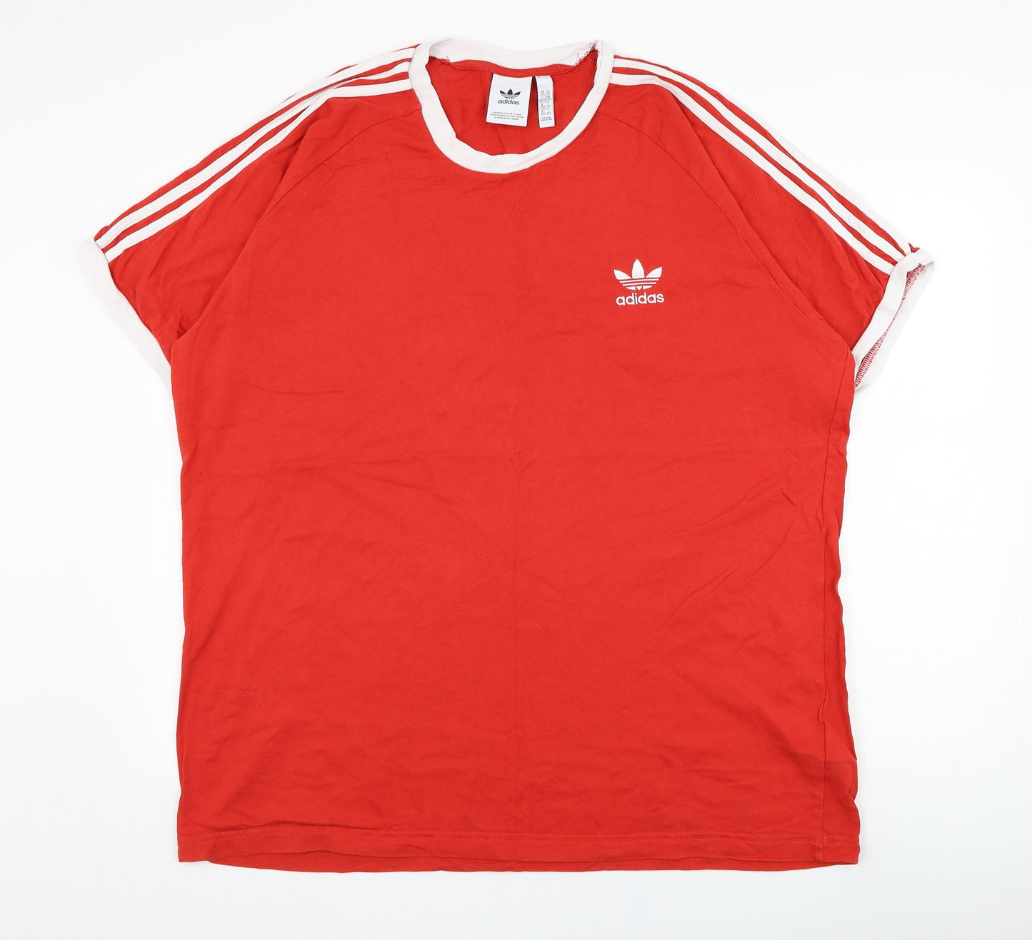 adidas Mens Red  Cotton  T-Shirt Size 2XL Round Neck
