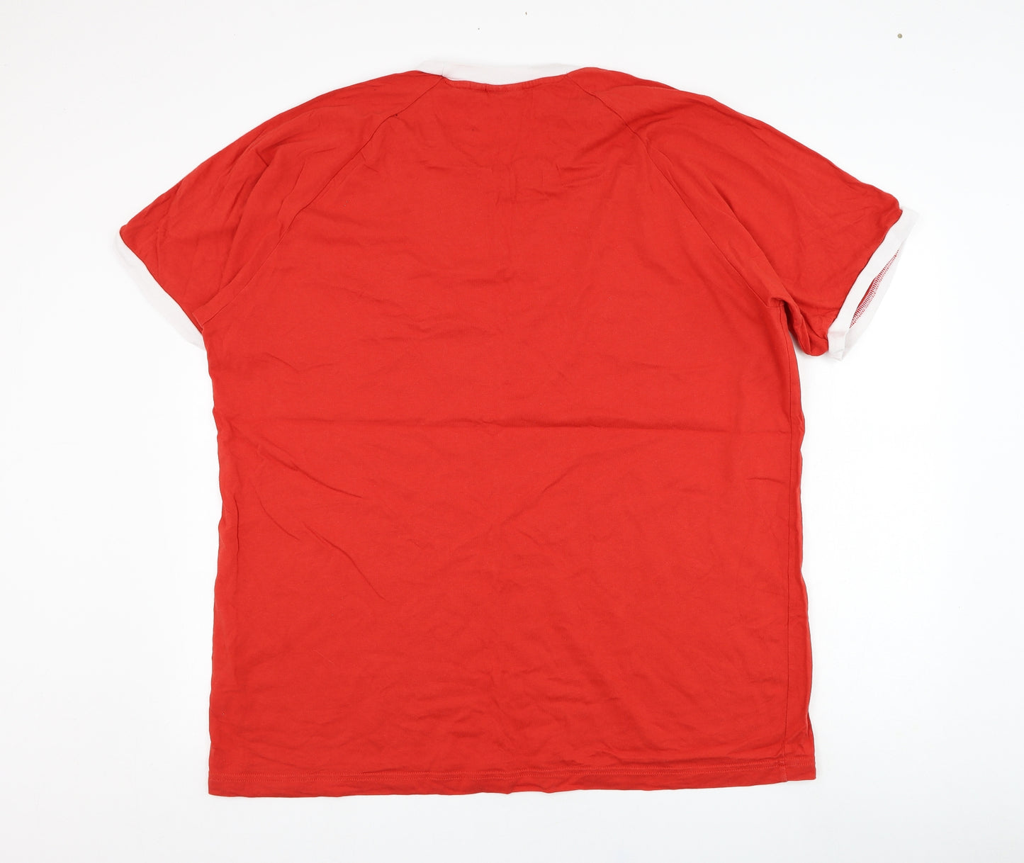 adidas Mens Red  Cotton  T-Shirt Size 2XL Round Neck