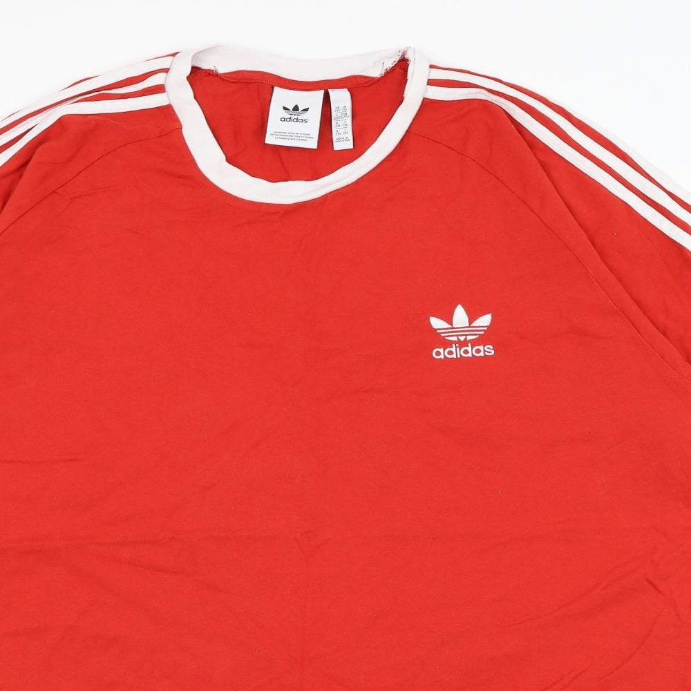 adidas Mens Red  Cotton  T-Shirt Size 2XL Round Neck