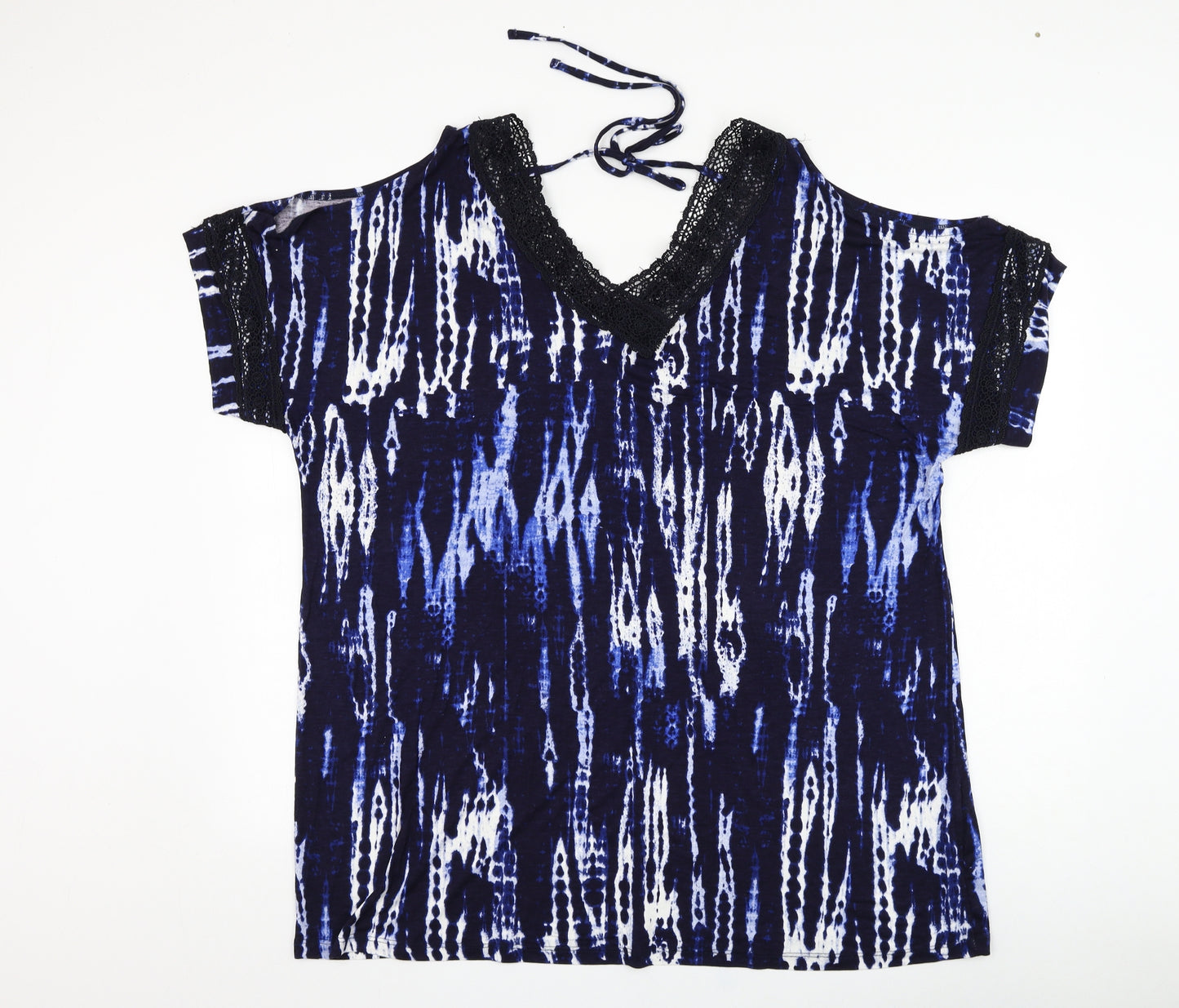 Papaya Womens Blue  Viscose Basic Blouse Size 22 V-Neck