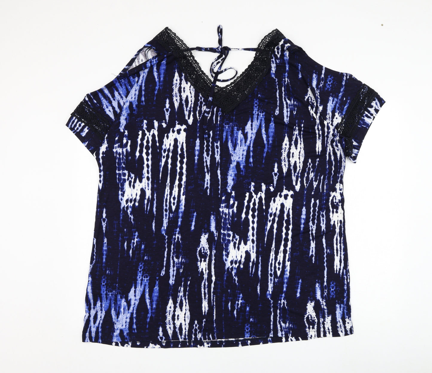 Papaya Womens Blue  Viscose Basic Blouse Size 22 V-Neck