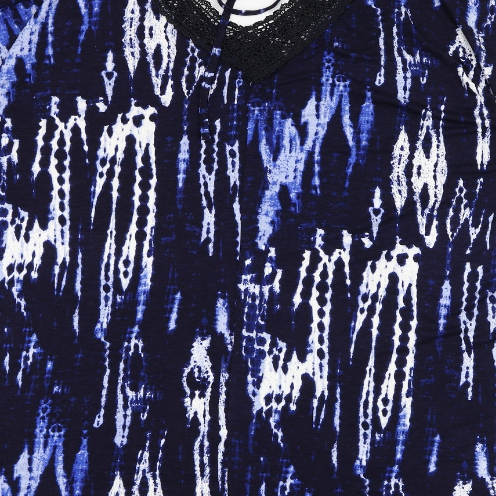 Papaya Womens Blue  Viscose Basic Blouse Size 22 V-Neck