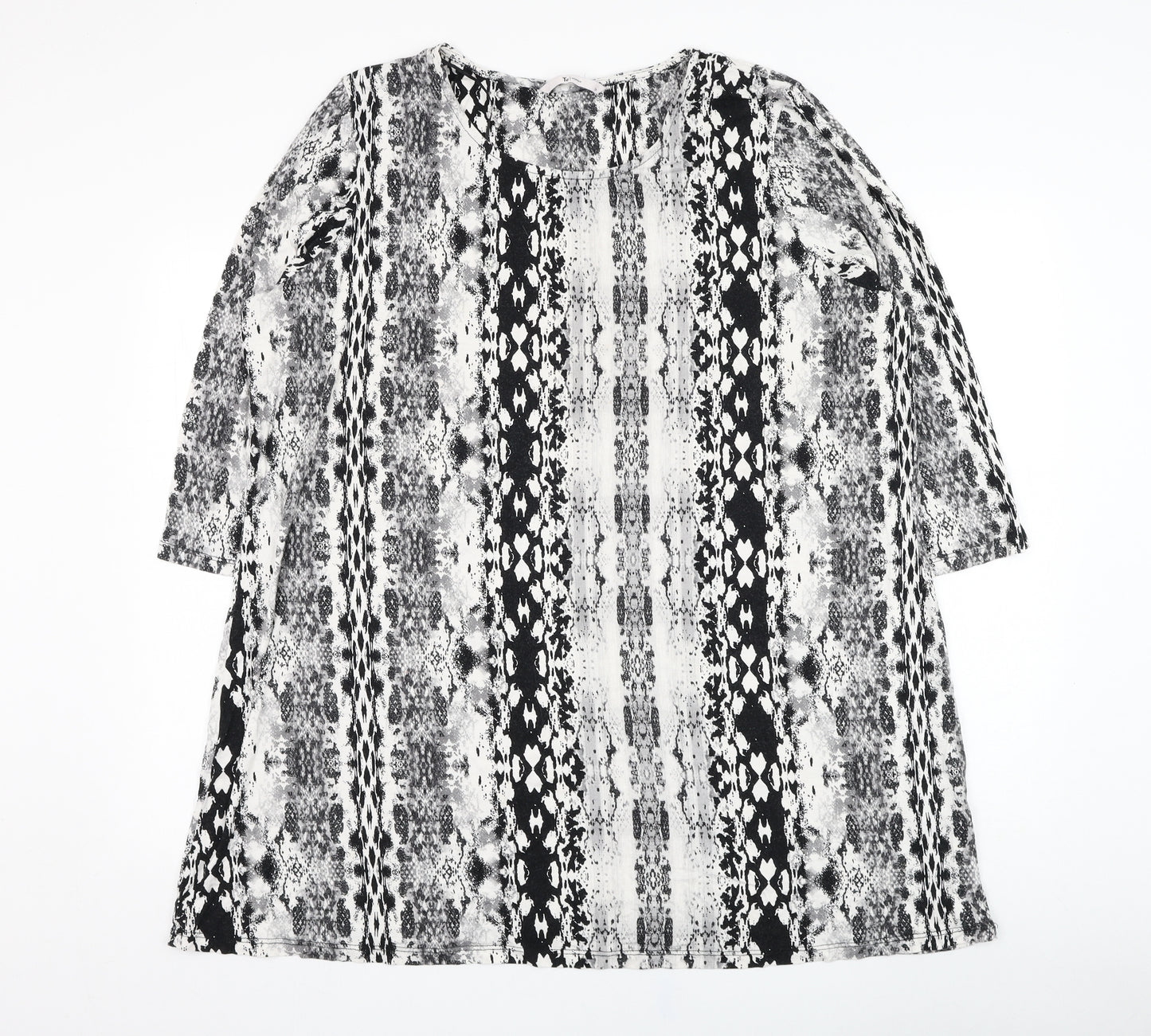 TU Womens Grey Animal Print Viscose Basic Blouse Size 24 Round Neck