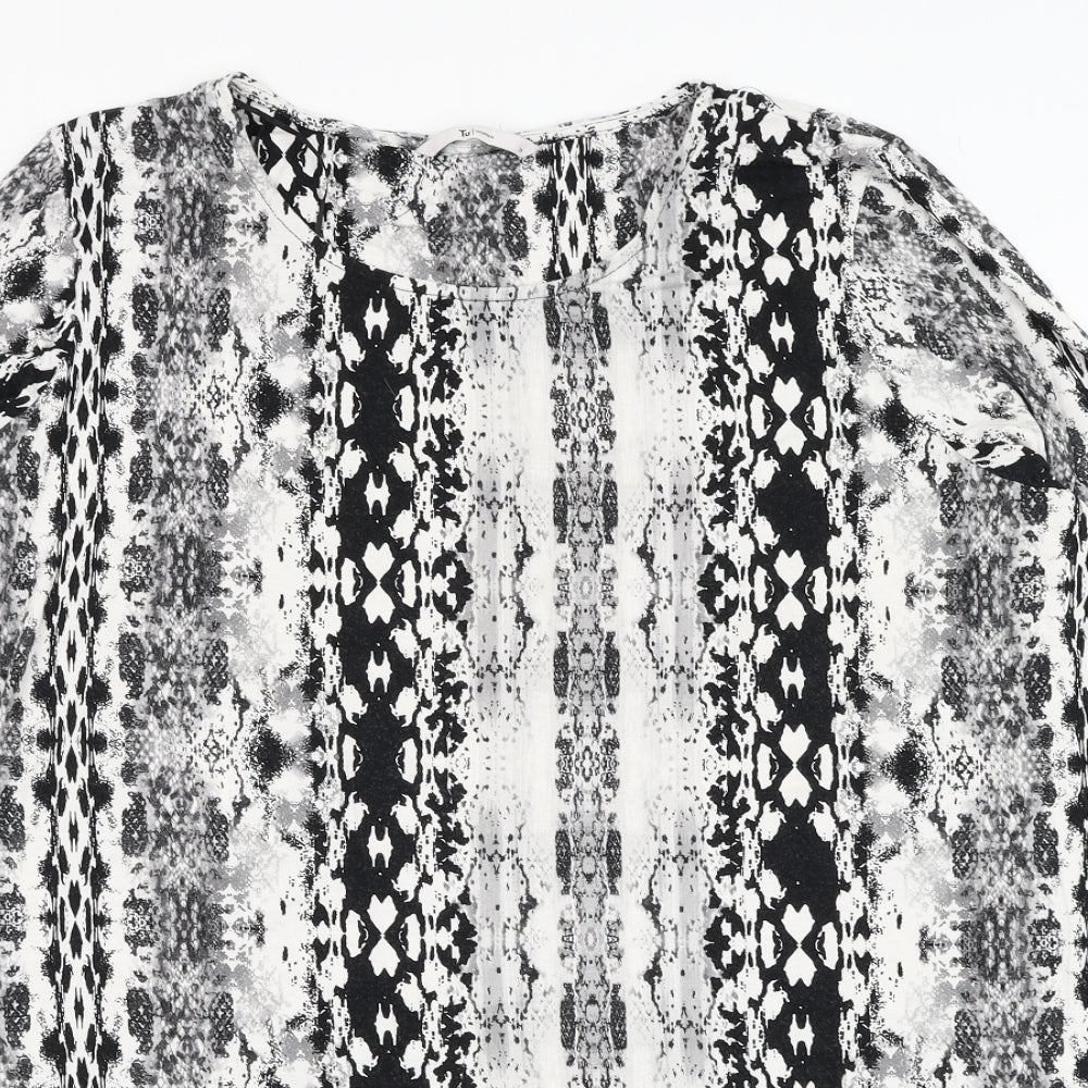 TU Womens Grey Animal Print Viscose Basic Blouse Size 24 Round Neck