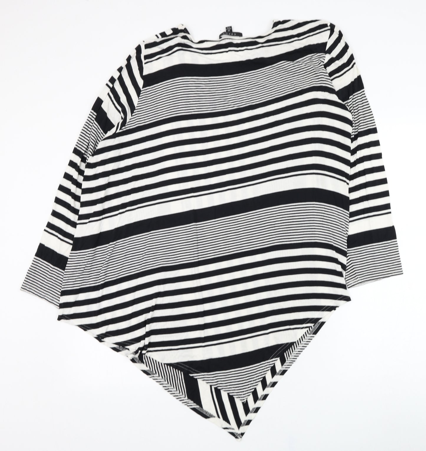 Cyrus Womens White Striped Elastane Basic Blouse Size 3XL Round Neck