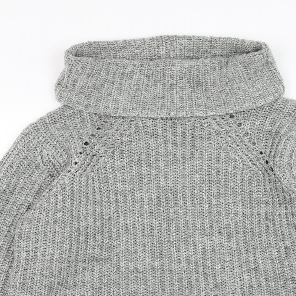 New Look Womens Grey Roll Neck  Acrylic Pullover Jumper Size 12
