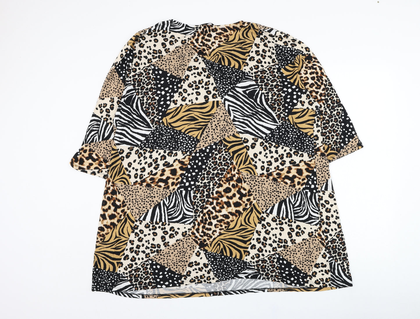 TU Womens Brown Animal Print Viscose Basic Blouse Size 26 Round Neck