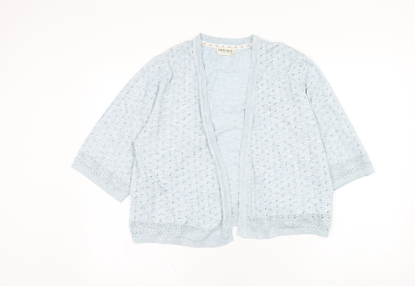 Marks and Spencer Womens Blue Square Neck  Acrylic Cardigan Jumper Size 16