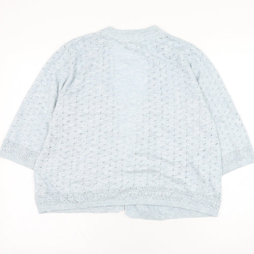 Marks and Spencer Womens Blue Square Neck  Acrylic Cardigan Jumper Size 16