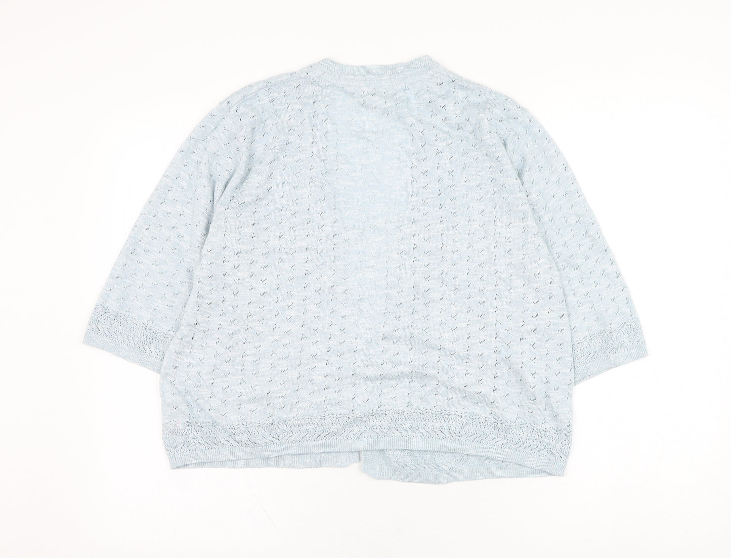 Marks and Spencer Womens Blue Square Neck  Acrylic Cardigan Jumper Size 16