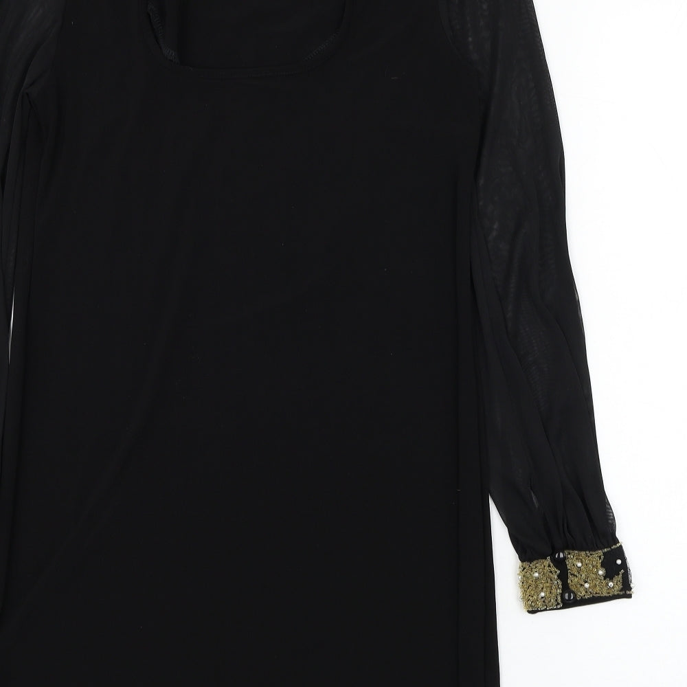 Apricot Womens Black  Polyester Shift  Size 12  Round Neck Pullover