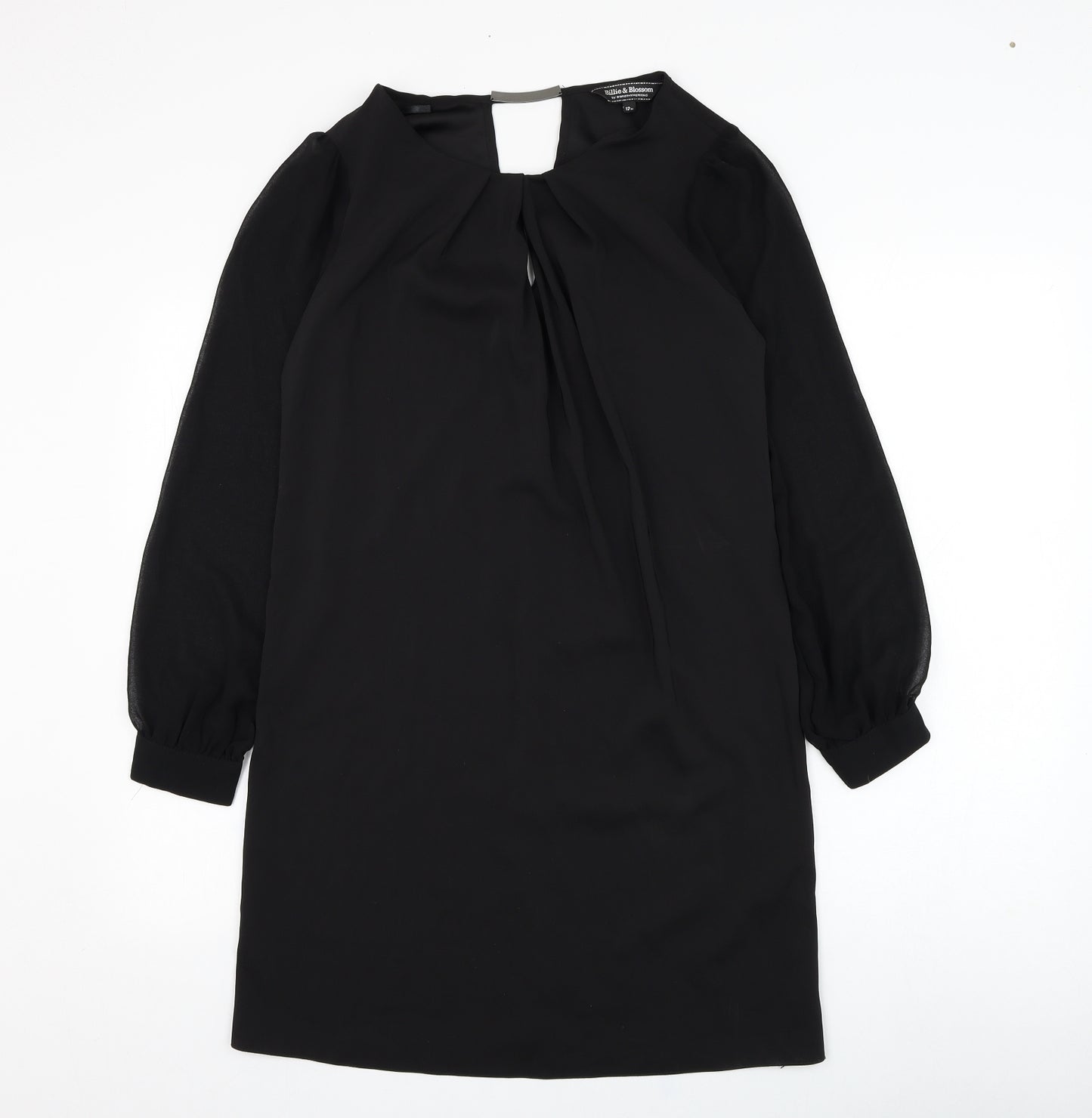 Dorothy Perkins Womens Black  Polyester Shift  Size 12  Round Neck Pullover