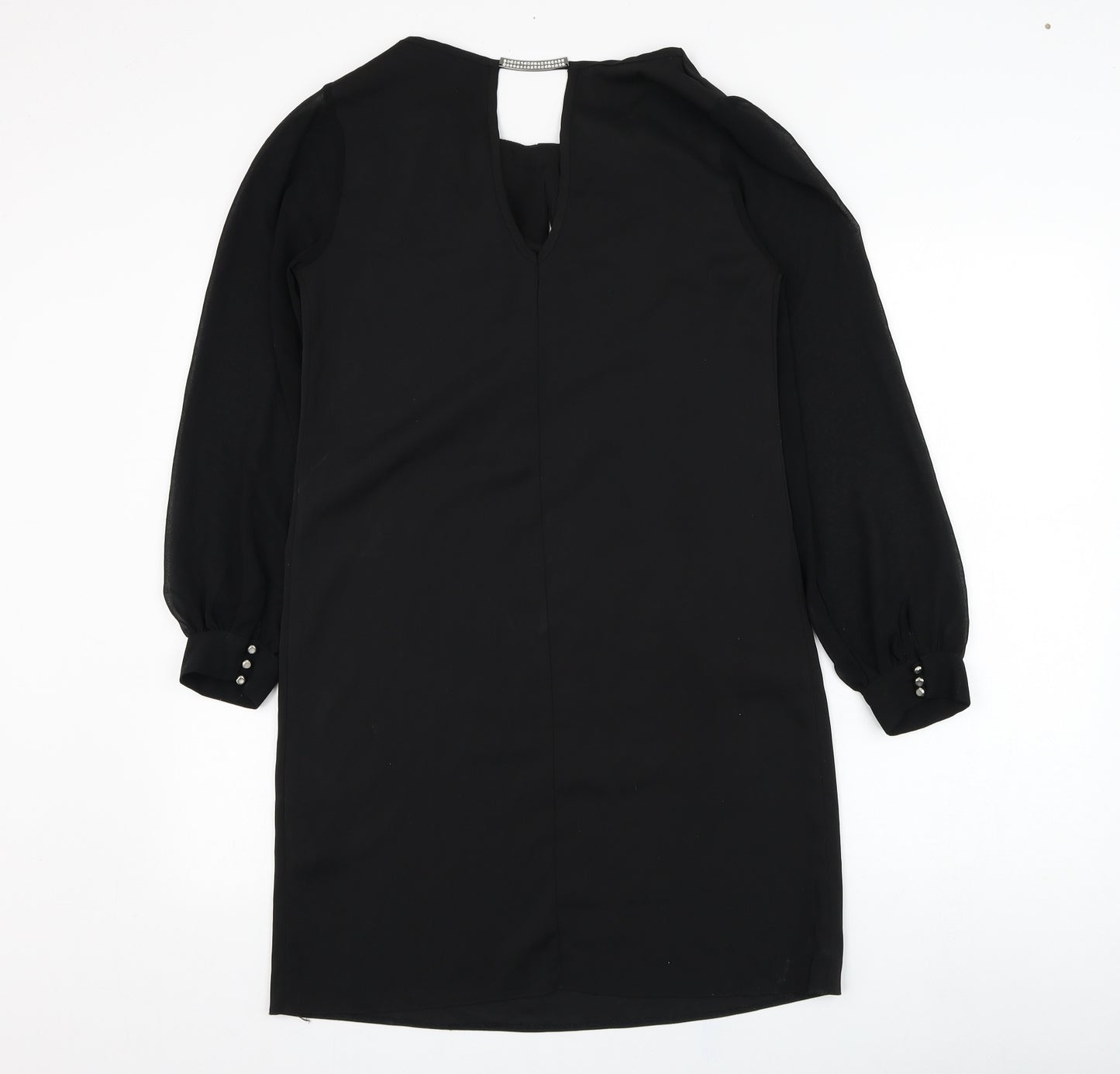 Dorothy Perkins Womens Black  Polyester Shift  Size 12  Round Neck Pullover