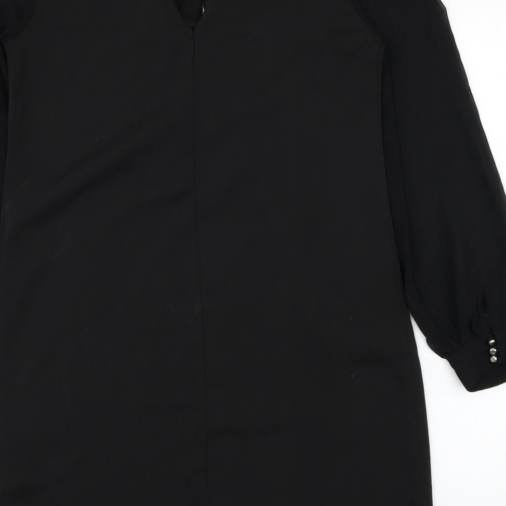 Dorothy Perkins Womens Black  Polyester Shift  Size 12  Round Neck Pullover