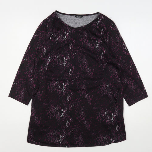 Roman Womens Purple Round Neck Animal Print Polyester Pullover Jumper Size 12