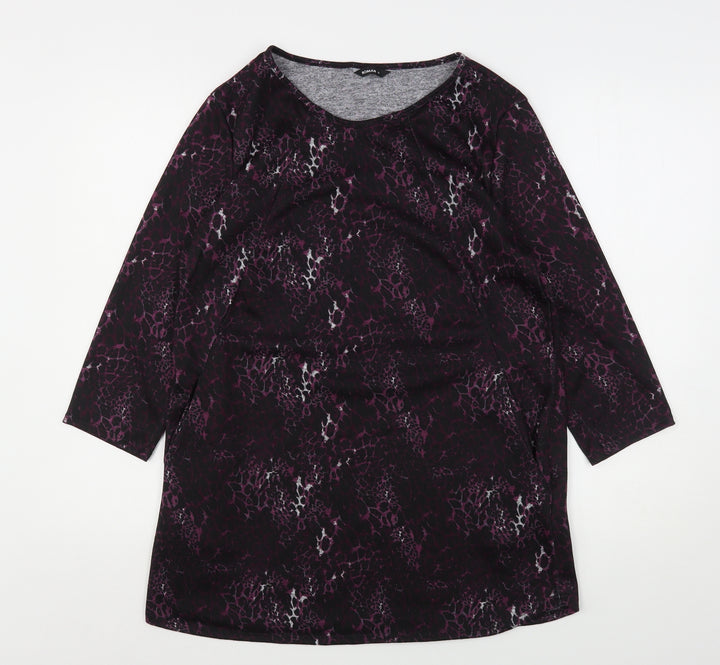 Roman Womens Purple Round Neck Animal Print Polyester Pullover Jumper Size 12